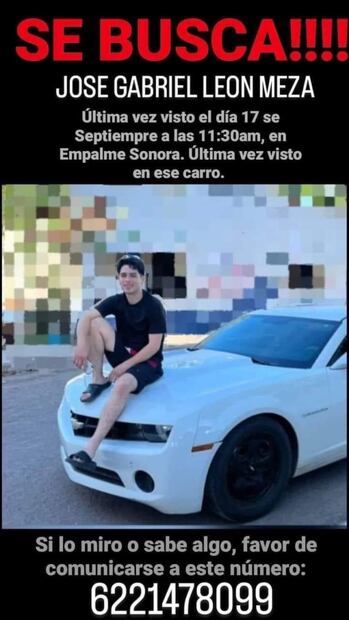 José Gabriel salió a vender su auto y ya no regresó en Empalme, Sonora