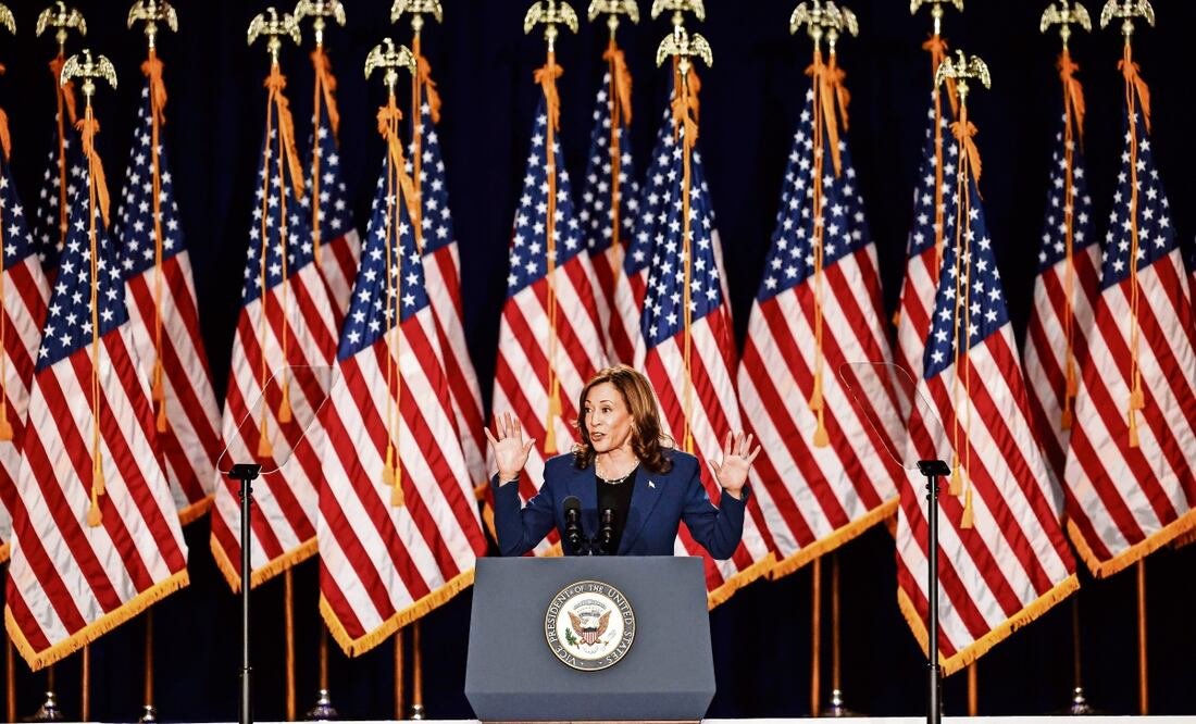 La vicepresidenta estadounidense Kamala Harris, en un mitin en West Allis, Wisconsin. Foto: Jeffrey Phelps / EFE