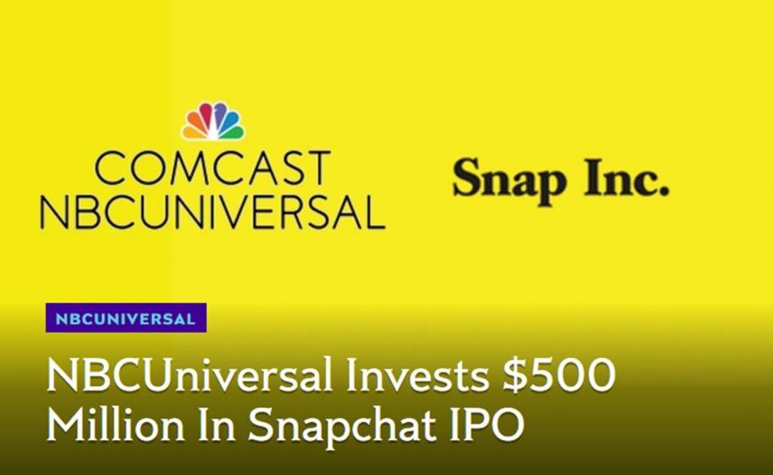 NBCUniversal compró 500 millones de dólares en acciones de Snap