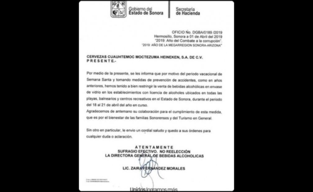 Restringirán venta de cerveza en envase de vidrio en playas de Sonora