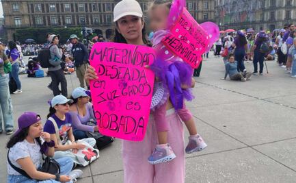 Marcha del 8M en CDMX; madre denuncia violencia vicaria y exige que le devuelvan a su hija de 6 años