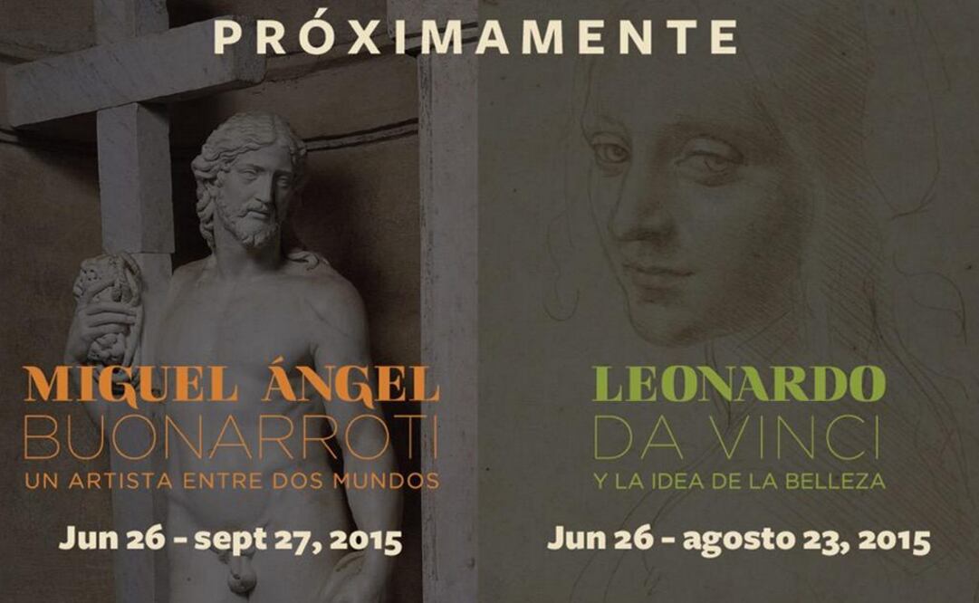 Las muestras reúnen 30 trabajos originales de Miguel Ángel, mientras que de Leonardo se ofrecen 11 creaciones. FOTO: Twitter @mbellasartes