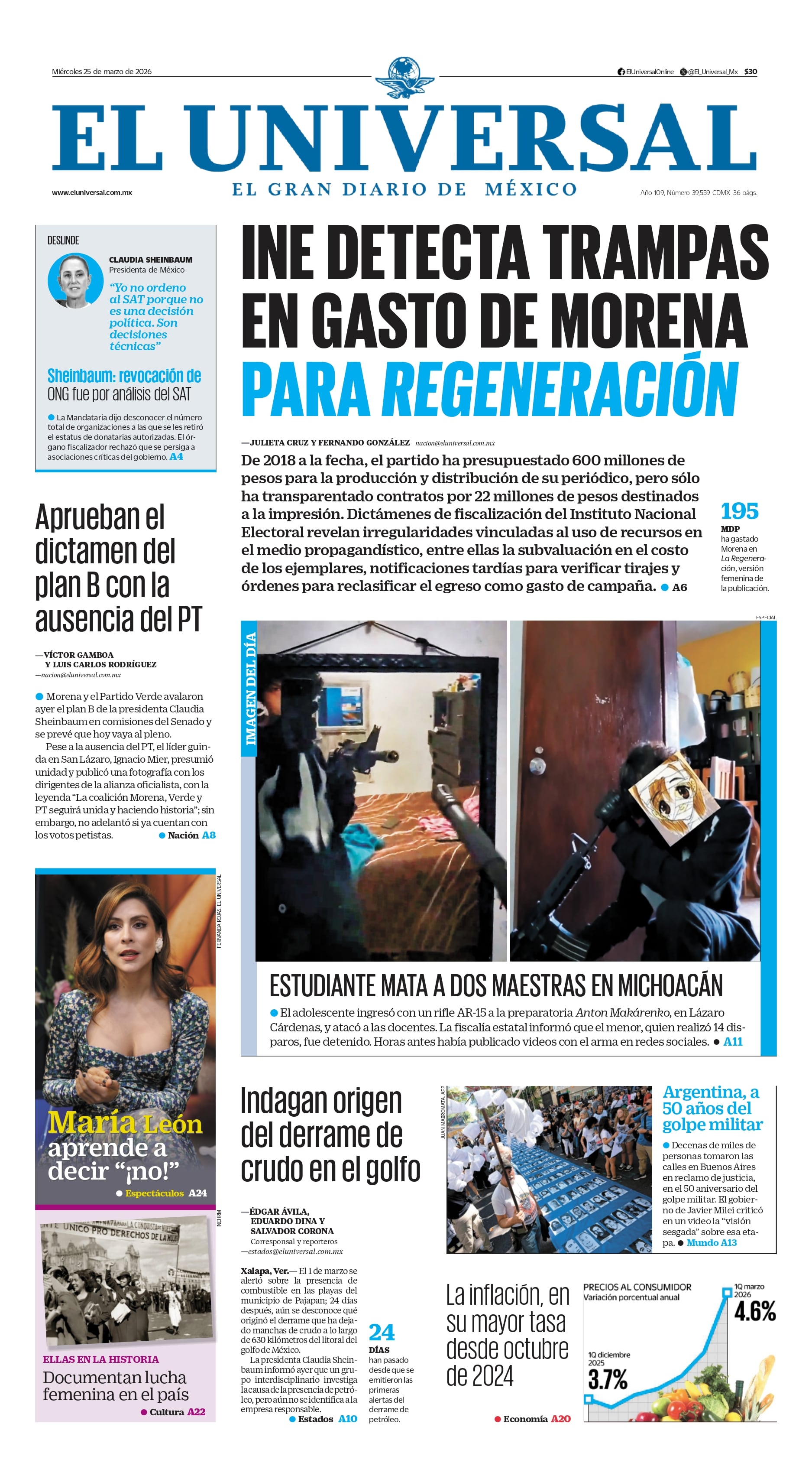 Portada impresa del 25 de marzo de 2026