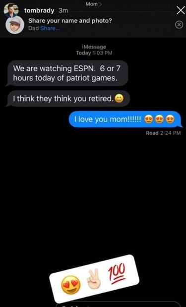 "Piensan que te retiraste", escribió a Tom Brady su mamá