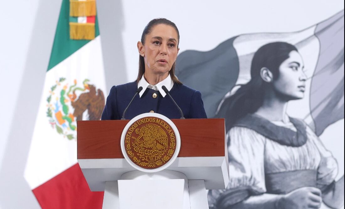 La presidenta Claudia Sheinbaum Pardo durante la conferencia mañanera del 15 de julio de 2025. Foto: Gabriel Pano/EL UNIVERSAL