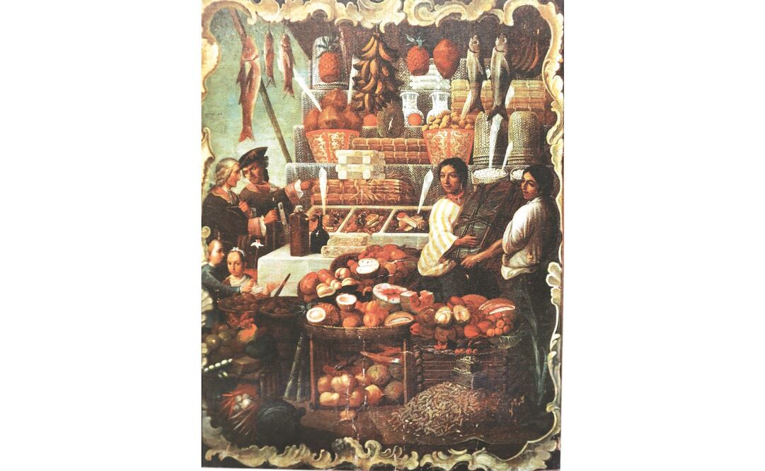 Con la Nao de China, México fue el corazón de la ruta comercial entre Europa y Asia. Escena de mercado en el siglo XVIII. (TOMADAS DEL LIBRO NEONAO)