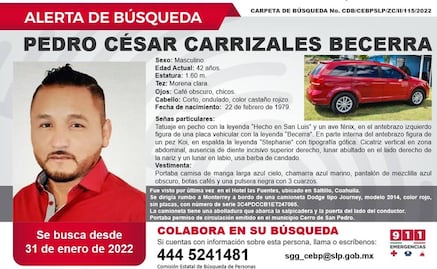 Difunden ficha de búsqueda por reporte de desaparición de Pedro Carrizales “El Mijis"