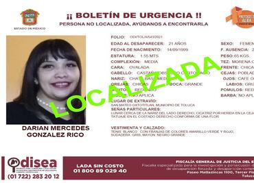 Localizan a Darian Mercedes en Coahuila, se fue por voluntad propia