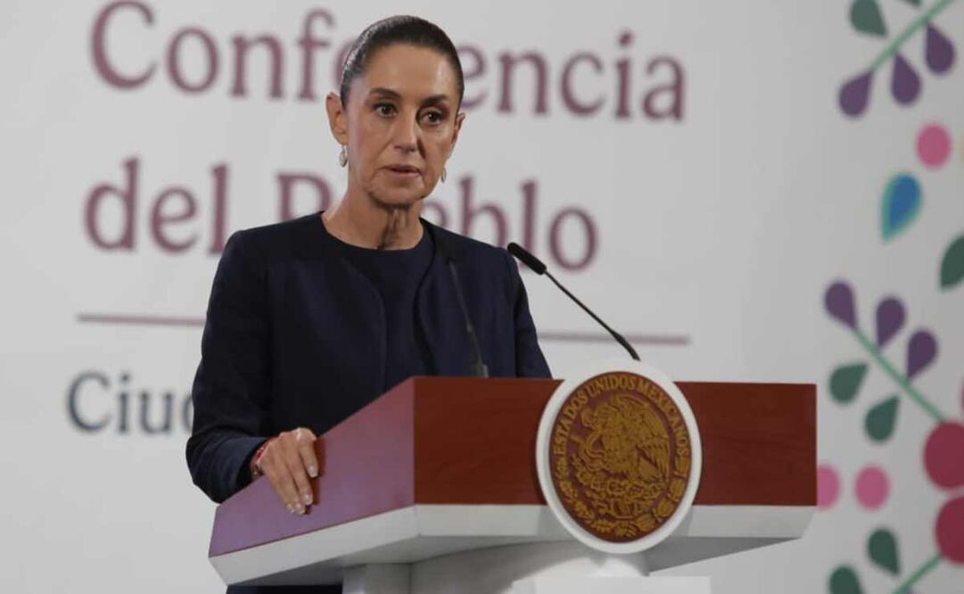 La presidenta Claudia Sheinbaum durante la mañanera de este 8 de julio del 2025. Foto: Carlos Mejía / EL UNIVERSAL