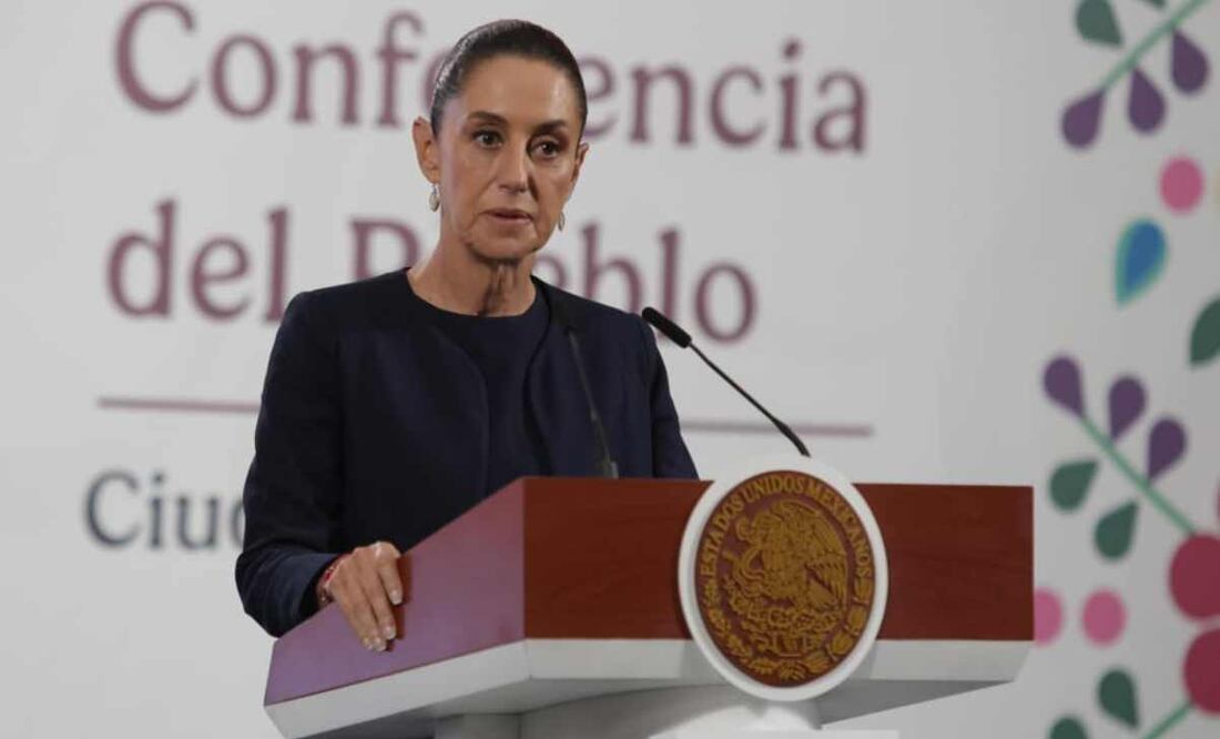 La presidenta Claudia Sheinbaum durante la mañanera de este 8 de julio del 2025. Foto: Carlos Mejía / EL UNIVERSAL.