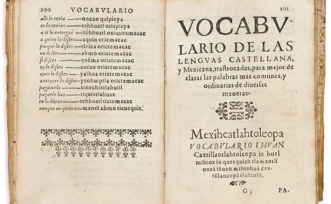 El "Vocabulario manual de las lenguas castellana, y mexicana (1611)", de Pedro de Arenas, fue vendido por 22 mil dólares. Fotos: SWANN AUCTION GALLERIES