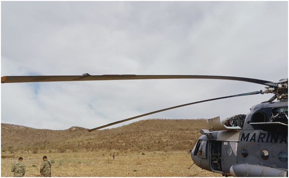 Realiza aterrizaje de emergencia un helicóptero de Marina en Sinaloa. FOTO: ESPECIAL