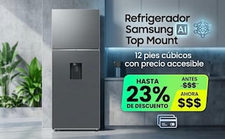 Amazon México: Refrigerador Samsung AI Top Mount 12 pies cúbicos a precio accesible; llévatelo con hasta 23% de descuento
