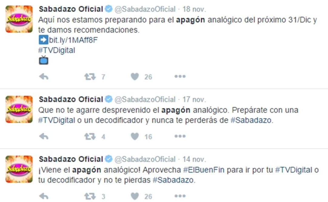 La cuenta oficial de Sabadazo en Twitter ha recomendado desde el 10 de noviembre prepararse para el apagón. Captura de pantalla