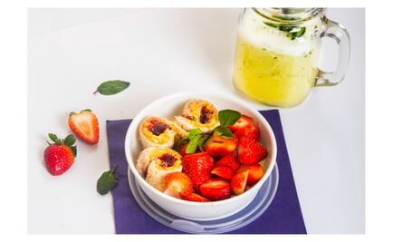 #RECETA Rollitos tipo sushi con crema de cacahuate y agua de piña