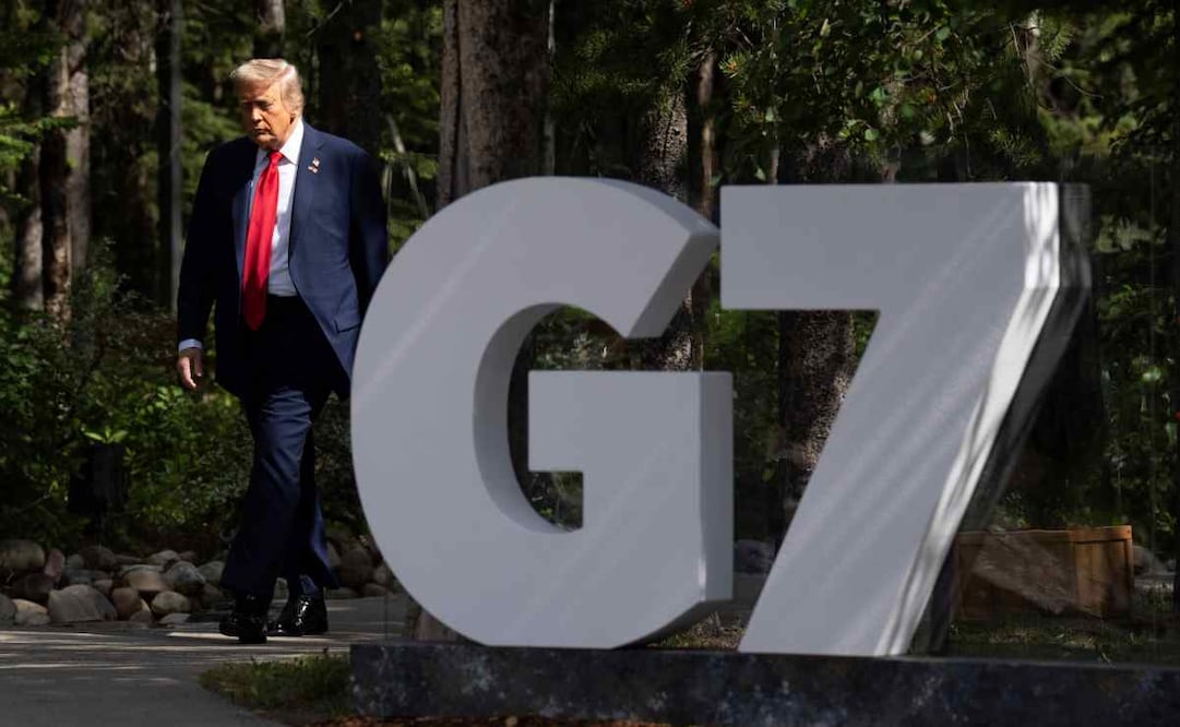 El presidente de los Estados Unidos, Donald Trump, en la Cumbre del G7 en Kananaskis, Alberta, Canada. Junio 16, 2025. (Adrian Wyld/The Canadian Press via AP)