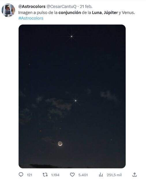 FOTOS: Así se vio la conjunción de la luna, Júpiter y Venus, en México y el mundo 