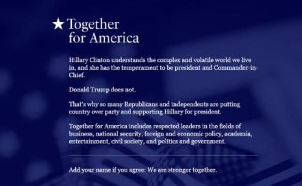 Clinton busca apoyo de republicanos desencantados con Trump 