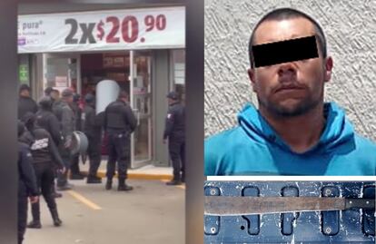 Armado con machete y cuchillo, sujeto retuvo a empleados de un Oxxo en Edomex 