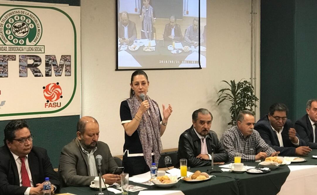 Claudia Sheinbaum se reunió con líderes de la Unión Nacional de Trabajadores (UNT), el Frente Amplio Social Unitario (FASU) y la Asociación Sindical de Pilotos Aviadores (ASPA) (Foto: @Claudiashein)