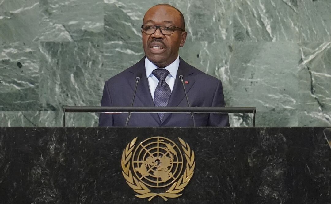 El presidente de Gabón, Ali Bongo ofrece un discurso en la 77ma sesión de la Asamblea General de Naciones Unidas. Foto: AP