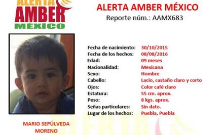 Activan Alerta Amber por bebé sustraído en Puebla