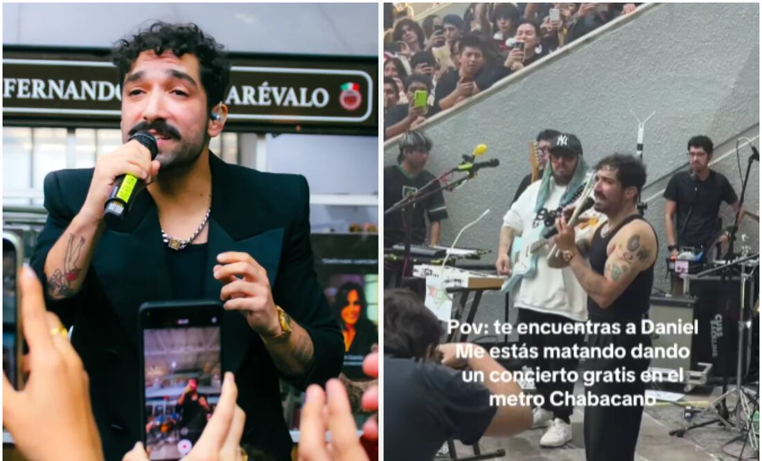 El dueto mexicano "Daniel, Me Estás Matando" dio un concierto gratuito en el interior de las instalaciones del Metro, previo a su presentación en el Auditorio Nacional. Foto: Instagram @culturametrocdmx
