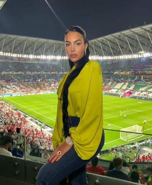 Georgina, esposa de Cristiano Ronaldo va elegante al Mundial