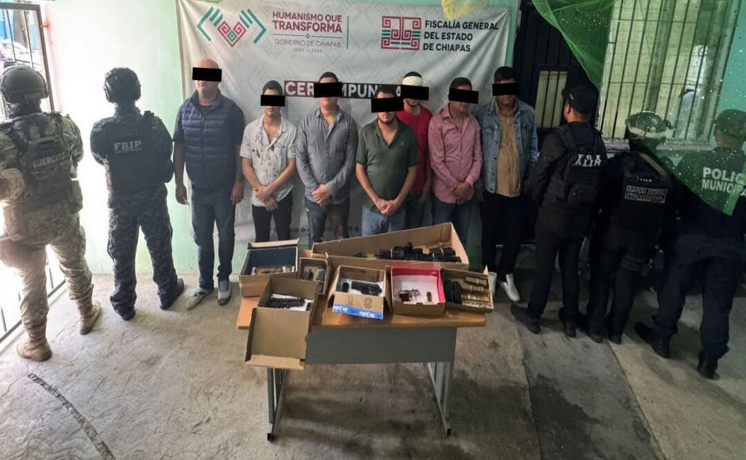 Balacera en el centro de Chiapas deja a policía herido; detienen a 9 presuntos miembros del Cártel de Sinaloa. Foto: Especial