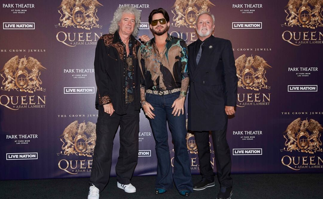 Brian May, Adam Lambert y Roger Taylor de Queen. Foto: Archivo