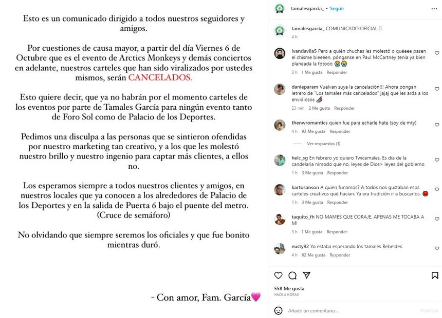 Foto: Instagram Tamales García