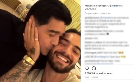 El beso de Maluma y Maradona que sorprendió