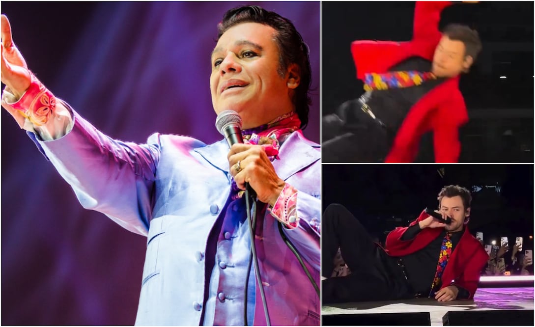 Juan Gabriel & Harry Styles, dos importantes intérpretes que han resbalado en el escenario.
Fotos: Instagram, vía @soyjuangabriel & X