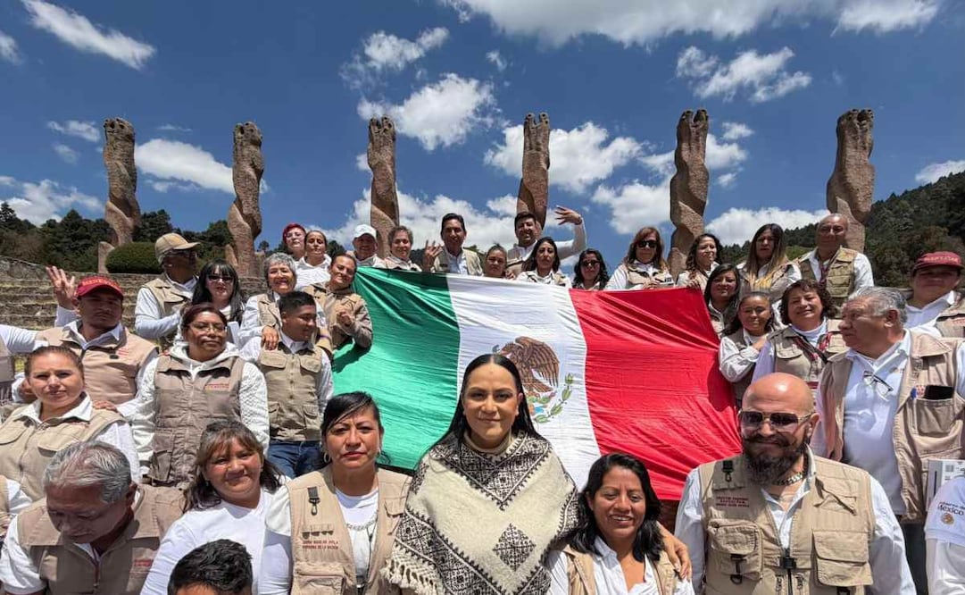 La secretaria de bienestar, Ariadna Montiel, se reunió en Temoaya, Estado de México (Edomex) con servidores de la nación. Foto: X @A_MontielR