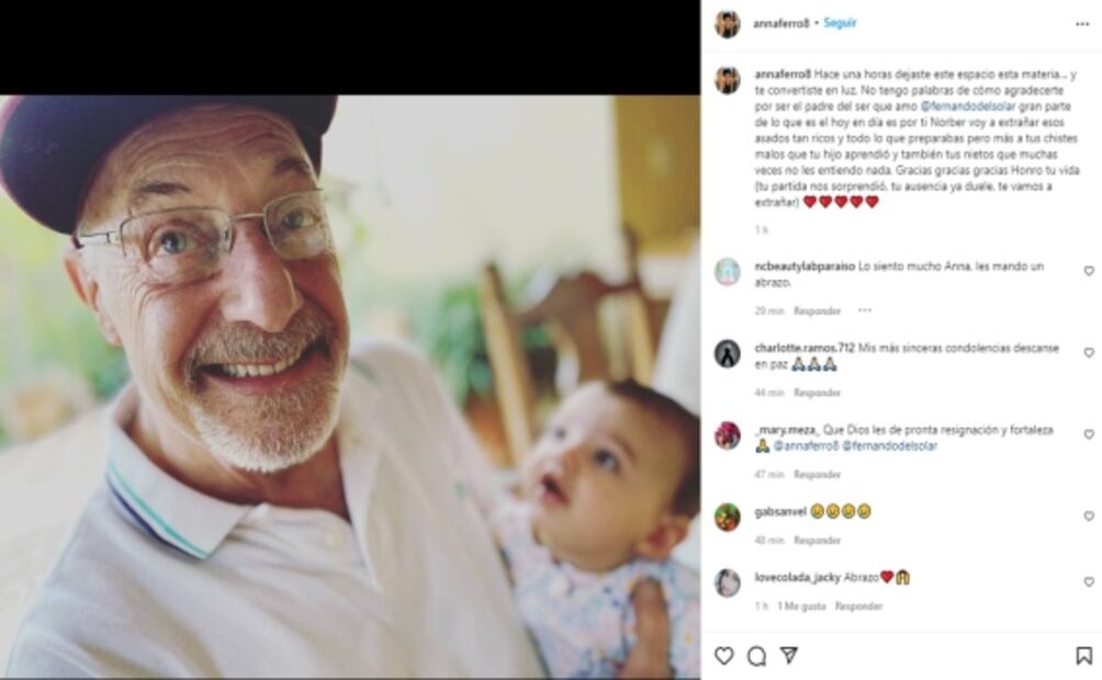 Fernando del Solar se viste de luto para despedir a su padre