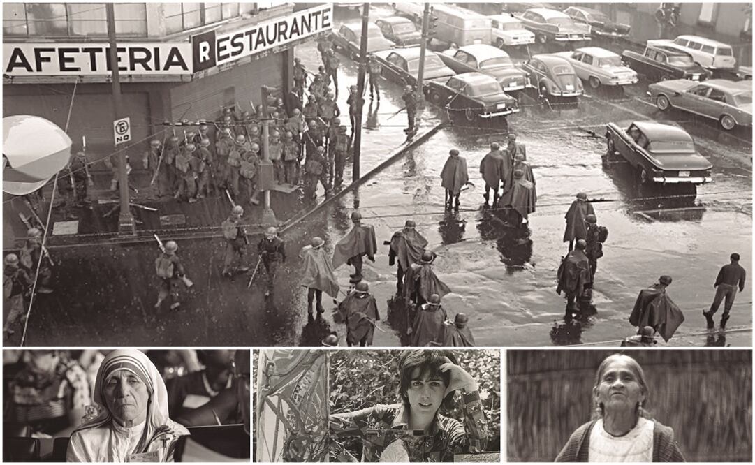 María capturó a un grupo de granaderos en la esquina de Bucareli, en las primeras manifestaciones estudiantiles, de 1968. Foto: Fundación María y Héctor García