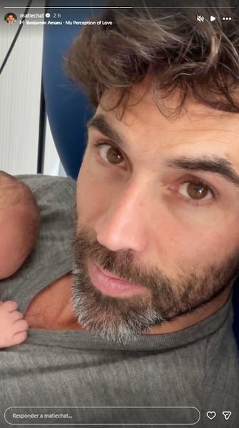 Matías Novoa y la primera foto que posa junto a su hijo, nacido el 1° de febrero de 2026.
Foto: Instagram
