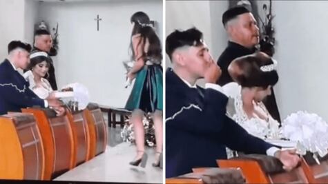 VIDEO: Novio evita reírse en plena boda tras la caída de un familiar