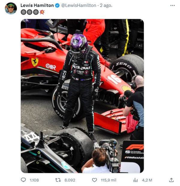 Tweet de Lewis Hamilton