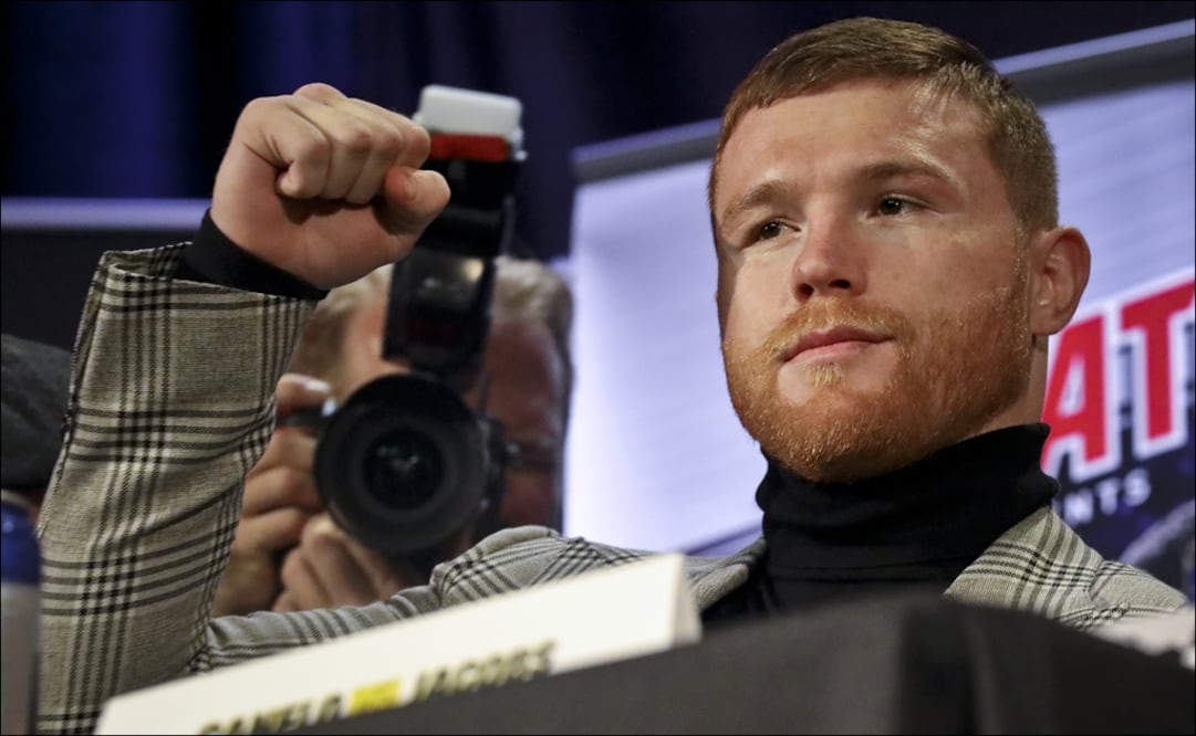 Saúl "Canelo" Álvarez en conferencia de prensa. Foto: AP