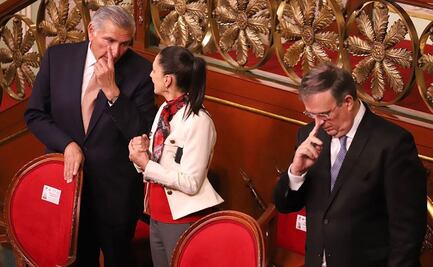 Coinciden Sheinbaum, Ebrard y Adán Augusto López en evento de AMLO en Palacio Nacional