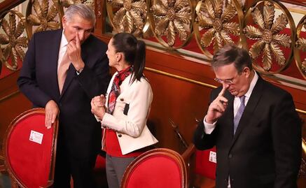 Coinciden Sheinbaum, Ebrard y Adán Augusto López en evento de AMLO en Palacio Nacional