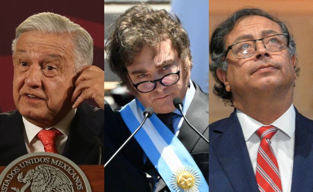 Amlo, Milei y Petro.  Fotos: de Iván Montaño / EL UNIVERSAL y Distribucion BBC - EU - VIVEUSA