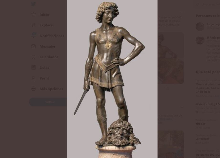 El David de Verrocchio. Foto: Captura Twitter