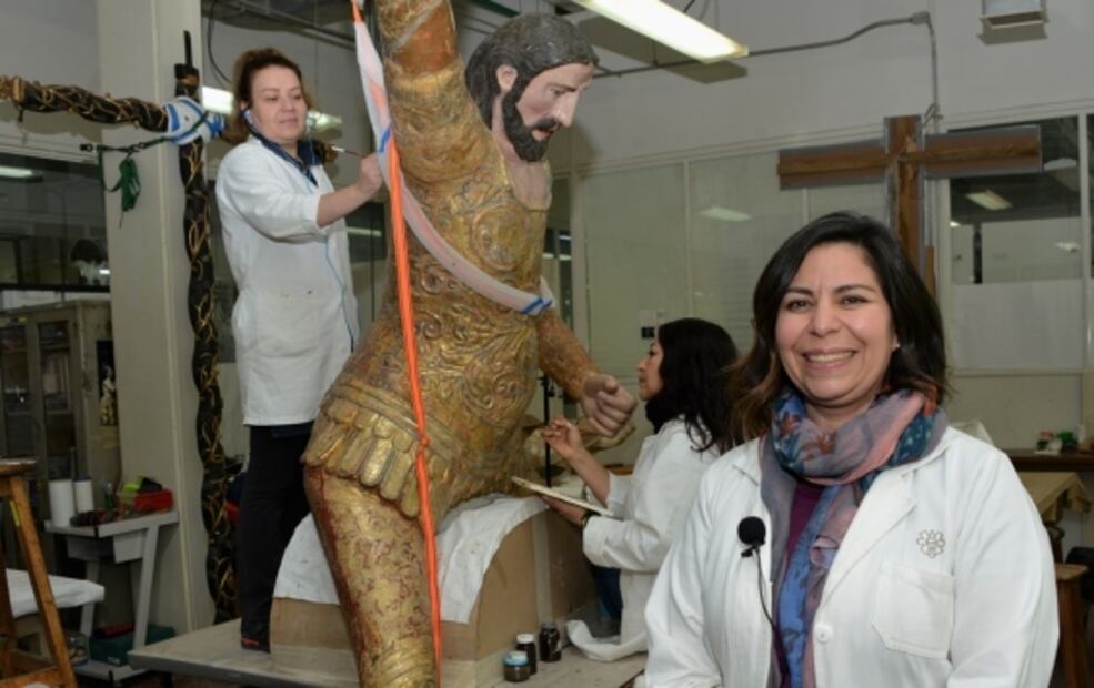 La escultura de Santiago Apostol se alista para regresar a Izúcar, Puebla