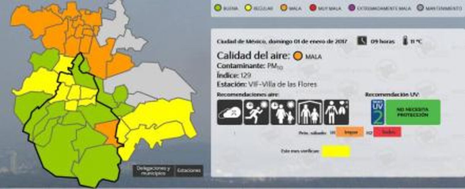 Inicia el año con mala calidad del aire; zona norte registra 129 puntos