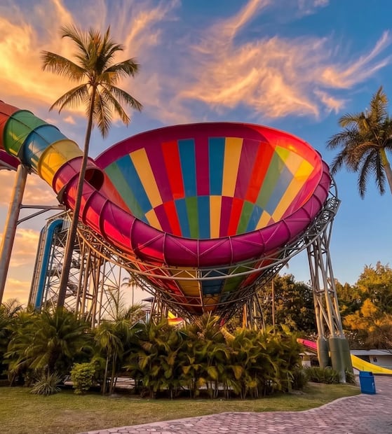 Disfruta los atardeceres de este verano 2026 en "El Rollo". Foto: Instagram @elrolloparqueacuatico