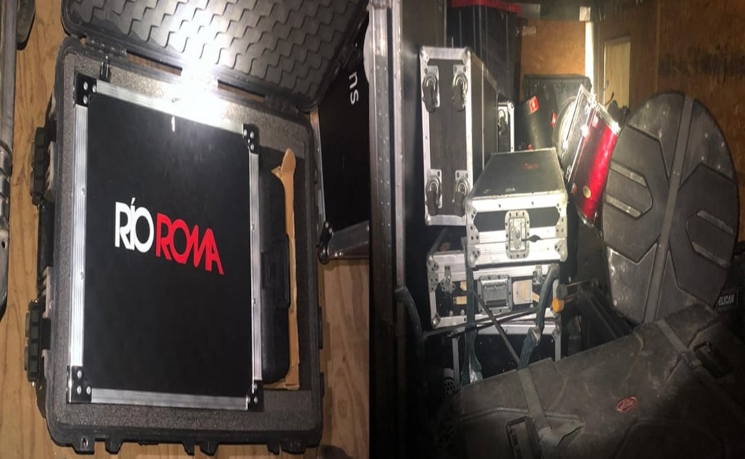 Se localizaron monitores de sonido, teclados, equipo de iluminación, reflectores y equipo de ambientación. Foto: Fiscalía General del Estado