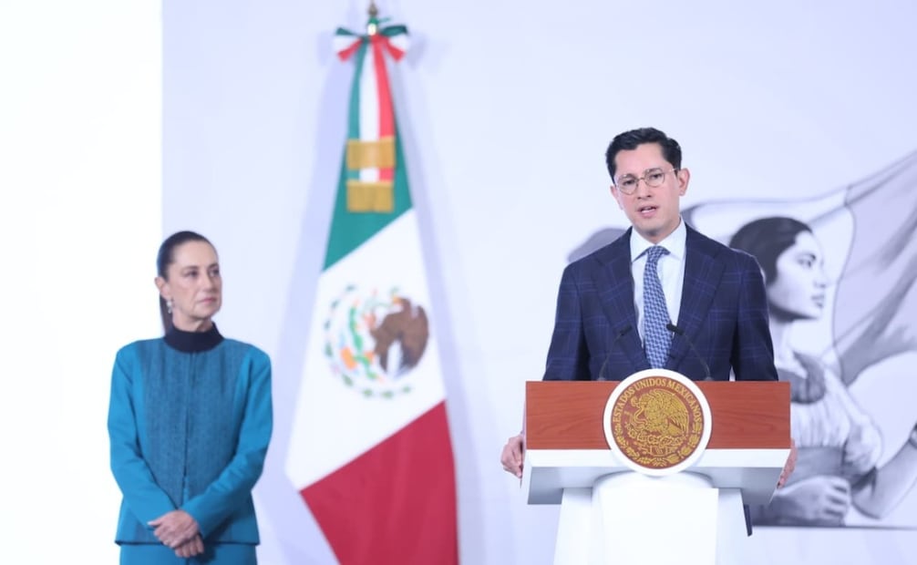 El canciller Roberto Velasco durante la “Mañanera del Pueblo” en Palacio Nacional el 7 de julio de 2026. Foto: Luis Camacho/ EL UNIVERSAL