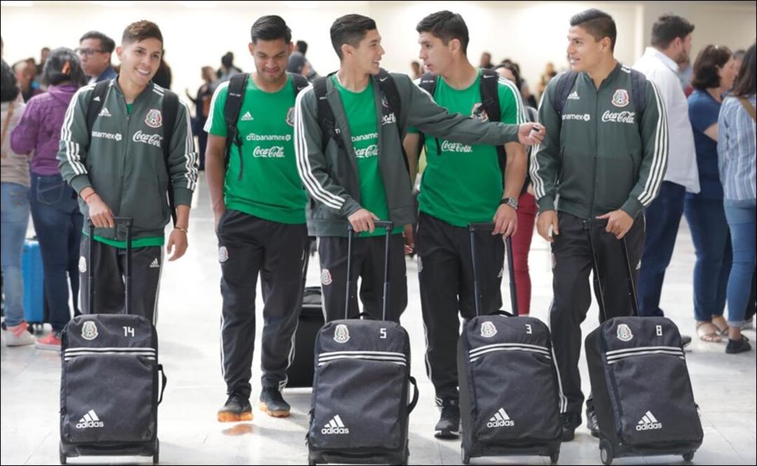 Aguirre, Cisneros, Angulo y Arteaga en la salida de la selección sub 22 a España. Fotos: Luis Cortés / El Universal Deportes